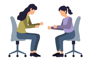 Ofis Sandalyesinde Oturan İki Kadın Çizimi