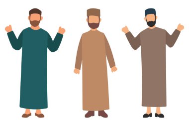 İslami Kıyafet İllüstrasyonunda Üç Adam