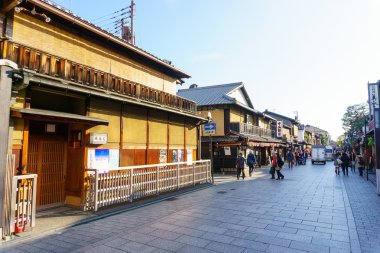 Kyoto, Japonya - 2 Aralık 2015: Gion alan Kyoto Japonya'da
