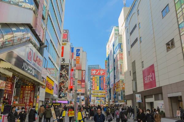 Tokyo, Japon - 24 janvier 2016 : quartier d'Akihabara à Tokyo, au Japon.Le quartier est une zone commerçante importante pour les produits électroniques, informatiques, animés, jeux et otaku . — Photo