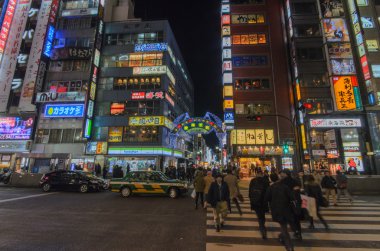 Tokyo, Japonya - 25 Ocak, 2016:Kabukicho giriş kapısı Shinjuku'nın Kabuki-cho bölgesinde. Shinjuku Tokyo'nun en yoğun alanlarda biridir.