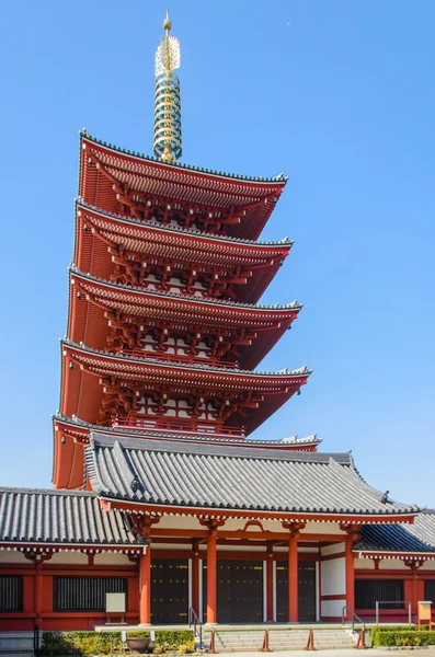 Rote Pagode am Sensoji-Tempel — Stockfoto