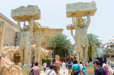 Singapore, Singapur - 21 Eylül, 2014:Ancient Mısır temalı bölgede Universal Studios Singapore Tema Parkı.