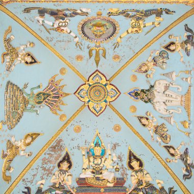 Vientiane, Laos-19 Haziran, 2014:Ceiling duvar Patuxai Vientiane, Laos.