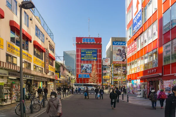 Tokyo, Japan - January 24, 2016: Akihabara district in Tokyo, Japan.The district is a major shopping area for electronic, computer, anime, games and otaku goods. — Stock Photo, Image