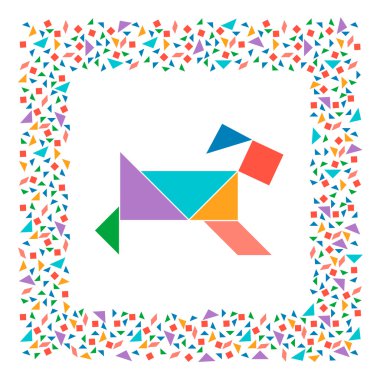 Tangram köpek, çözüm kartı için Çin Bulmacası oyunu