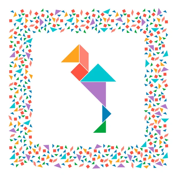 Tangram balıkçıl, çözüm kartı için Çin Bulmacası oyunu