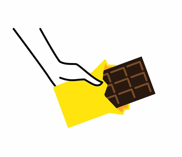 Mano Che Tiene Una Barretta Cioccolato Fondente Vettore Illustrazioni Stock Royalty Free