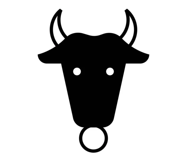 黑色公牛图标 2021年新年的象征 矢量说明 — 图库矢量图片
