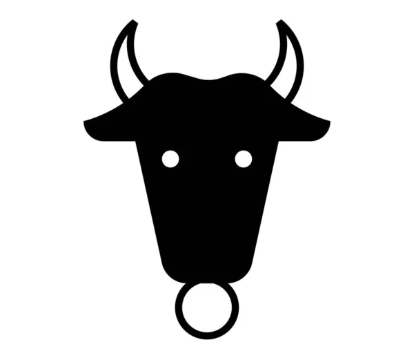 Black Bull Icon Symbol 2021 New Year Vector Illustration — Stock Vector