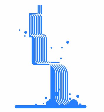 Mavi şelale çizimi. Logo tasarımı için uygun. Vektör