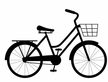 Sepetli siyah ikonlu eski bir bisiklet..