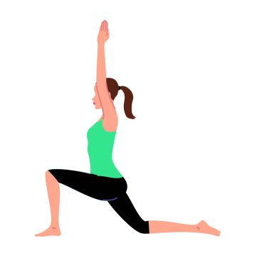 Genç ve güzel bir kadın savaşçı yoga egzersizi yapıyor. vektör