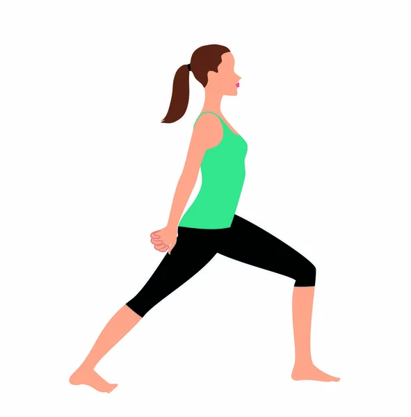 Jeune Belle Femme Pieds Nus Faisant Yoga Exercice Fitness — Image vectorielle