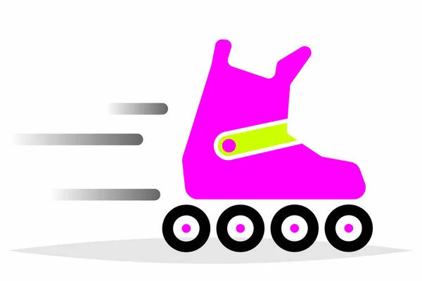 ロゴデザインに適したガールピンクのローラーブレードブートアイコン ベクターイラスト — ストックベクタ