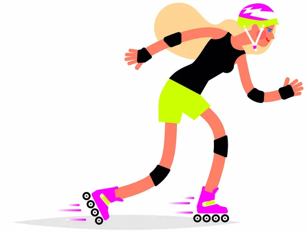 Jeune Femme Blonde Roller Icône Adore Concept Roller Skating Illustration — Image vectorielle