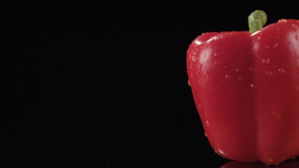 Red bell pepper on black background — Stock Video