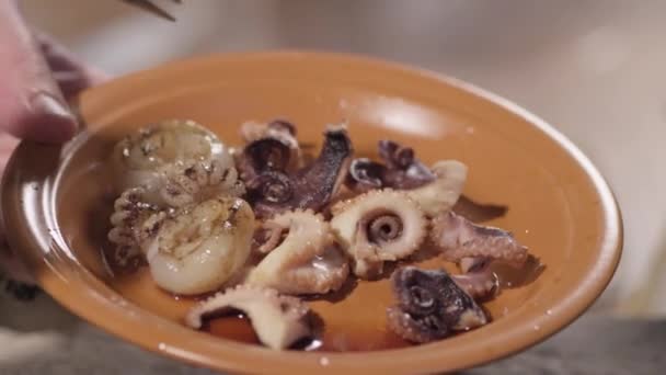 Meeresfrüchte auf einem Teller — Stockvideo