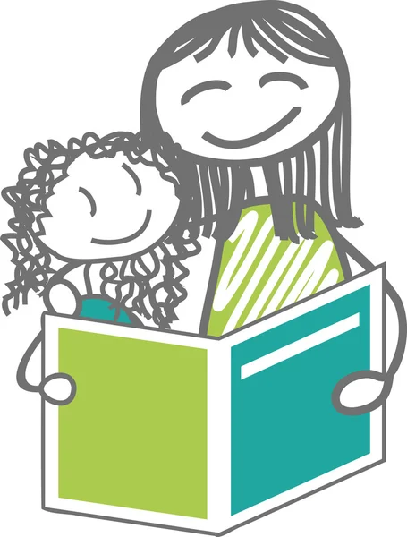 Ödev yapmak veya kitap okumak anne ve kız