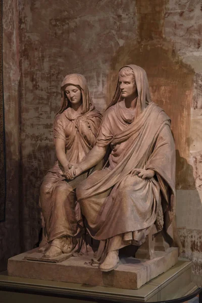 Antigua Escultura Una Pareja Casada Castillo Blois Francia —  Fotos de Stock