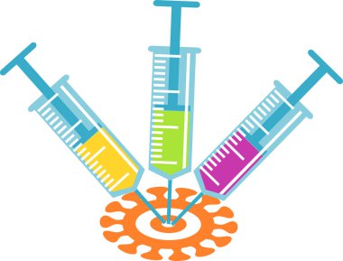 Hedefe covid-19 ya da grip virüsü şeklinde yerleştirilmiş bir şırınga.