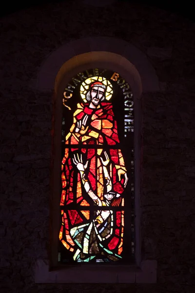 Detaljer Gammelt Glassmaleri Kirke Frankrike – stockfoto