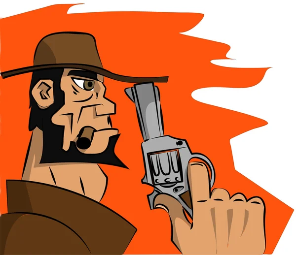 Cowboy with revolver — Stock Vector
