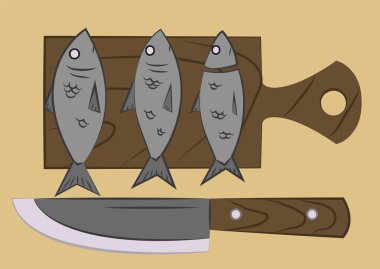 bir kesme tahtası üzerinde balık