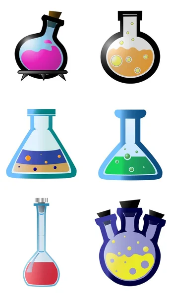 Artículos de vidrio de laboratorio químico — Vector de stock