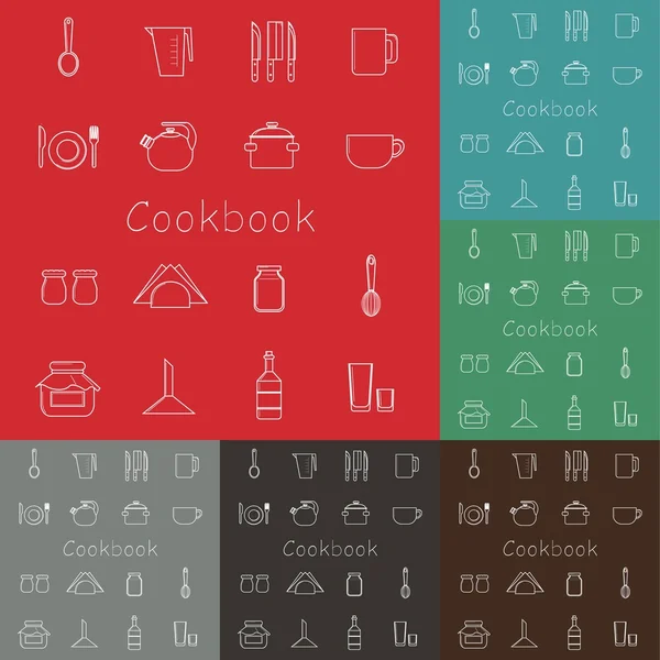 Juego de diferentes utensilios de cocina — Vector de stock