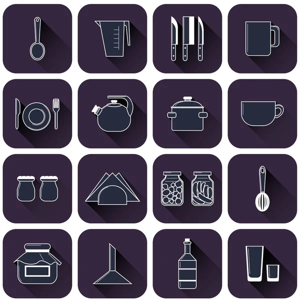 Juego de diferentes utensilios de cocina — Vector de stock