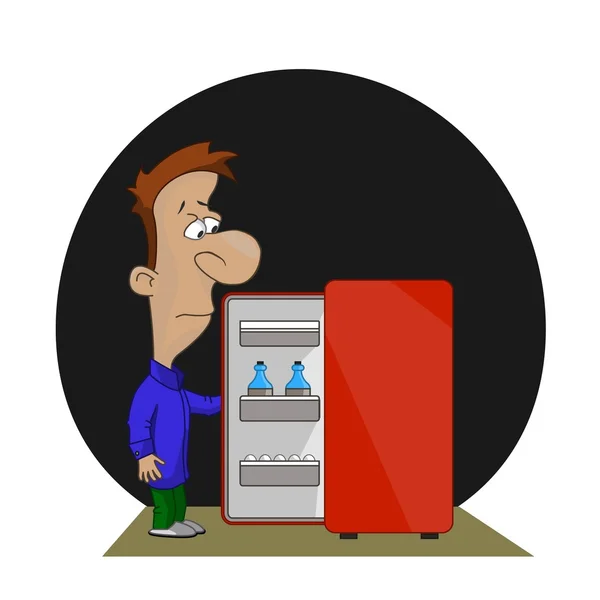 Άνθρωπος κοντά σε ψυγείο — Διανυσματικό Αρχείο