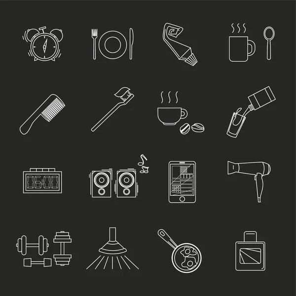 A set of objects on the morning — Stock Vector