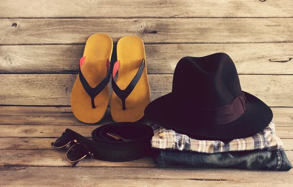 Vintage, ekose gömlek, şapka, Jean ve deri ayakkabı