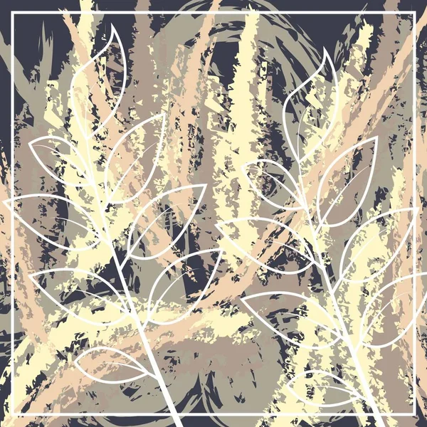 Hi Dib ve Battaniye için soyut atkı desenli tasarım. Merhaba, sıçrama fırçası mürekkebi ve yazdırma için yapraklı eşarp..