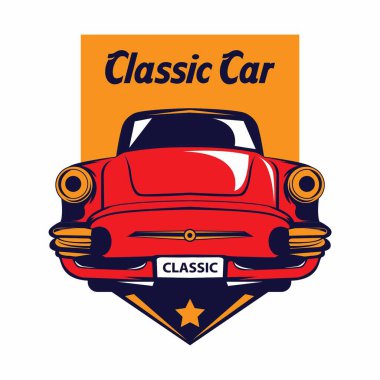 Klasik kaslı araba amblemleri, logo, rozetler ve simgeler seti