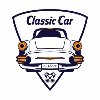 Klasik kaslı araba amblemleri, logo, rozetler ve simgeler seti