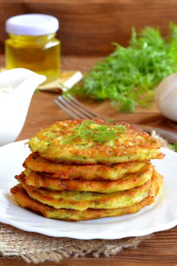 Zucchini fritters with herbs. 
