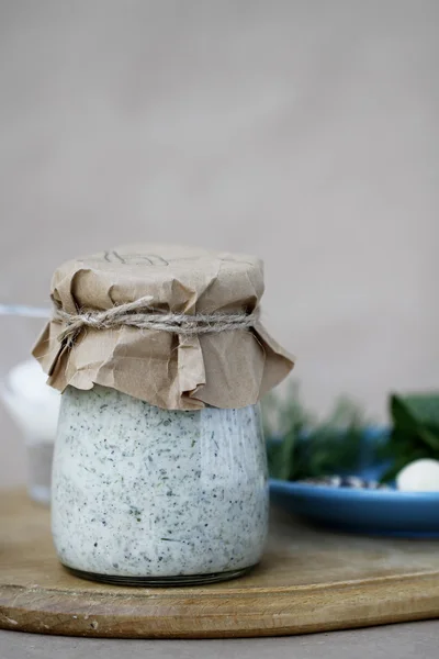 Cucumber and dill sauce with ingredients — Stock Image Cucumber and dill sauce with ingredients Stock Picture