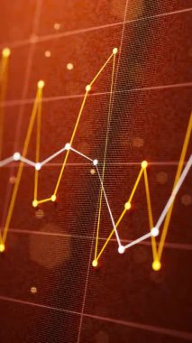 Parlayan elementlerle dijital arayüzde yükselen ve düşen pazar çizgilerini gösteren pürüzsüz bir üç boyutlu döngü. Borsa görselleri, veri analizleri, fintech ve iş sunumları için ideal.