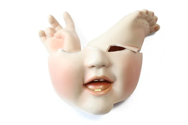 Broken Doll Body Parts on White Background — Stock Photo, Image