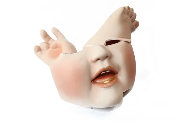 Broken Doll Body Parts on White Background — Stock Photo, Image