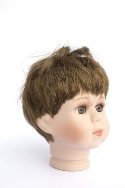 Küçük çocuk bebek baş beyaz arka plan üzerinde