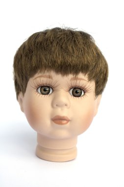 Küçük çocuk bebek baş beyaz arka plan üzerinde