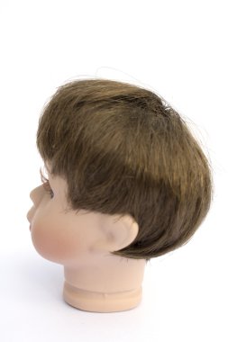 Küçük çocuk bebek baş beyaz arka plan üzerinde