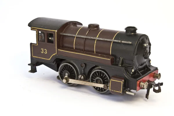 白色背景上火车玩具电动模型 — 图库照片