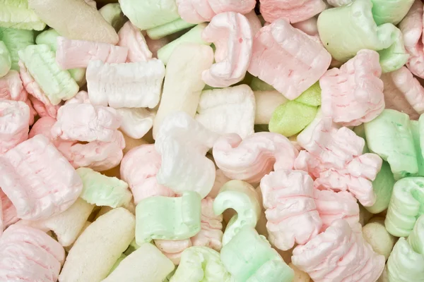 Pink, White and Green Packing Peanut Foam — Stock Photo, Image