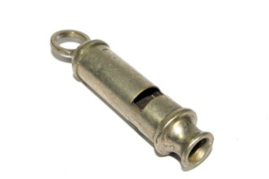 Beyaz Arkaplanda Retro Vintage Gümüş Metal Islık