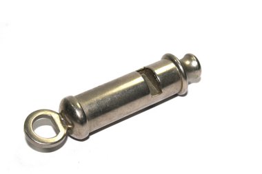 Beyaz Arkaplanda Retro Vintage Gümüş Metal Islık