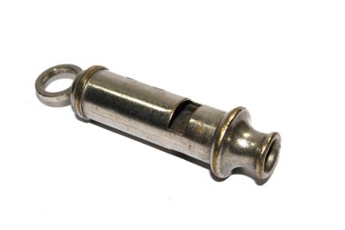 Beyaz Arkaplanda Retro Vintage Gümüş Metal Islık